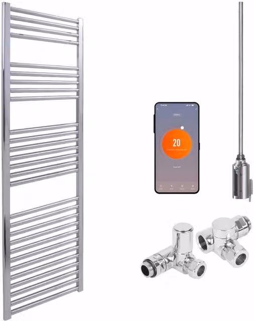 SolAire Steel Towel Rail, Silver, Height: 140 cm