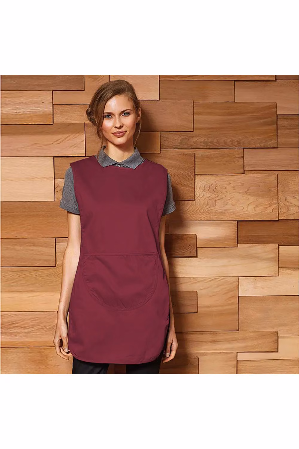 Premier Women's Poly-Cotton Pocket Tabard Workwear in Burgundy, Size: 3XL – 2