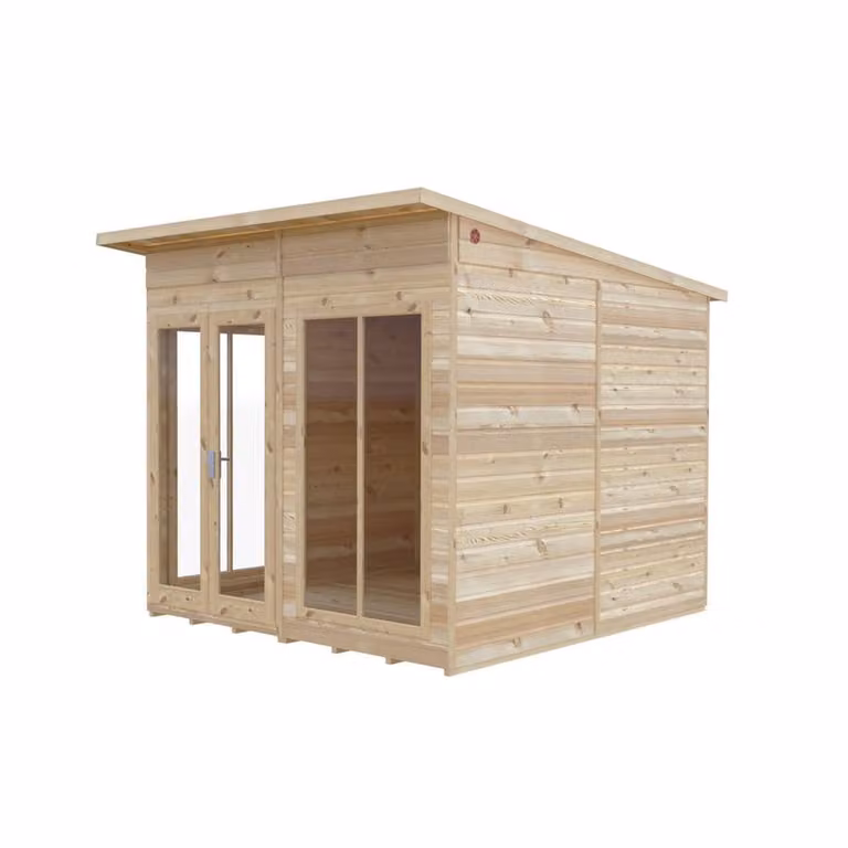 Shires Lela 8x8 Summerhouse in Light Brown, W: 238 cm, D: 244.8 cm, H: 227.5 cm