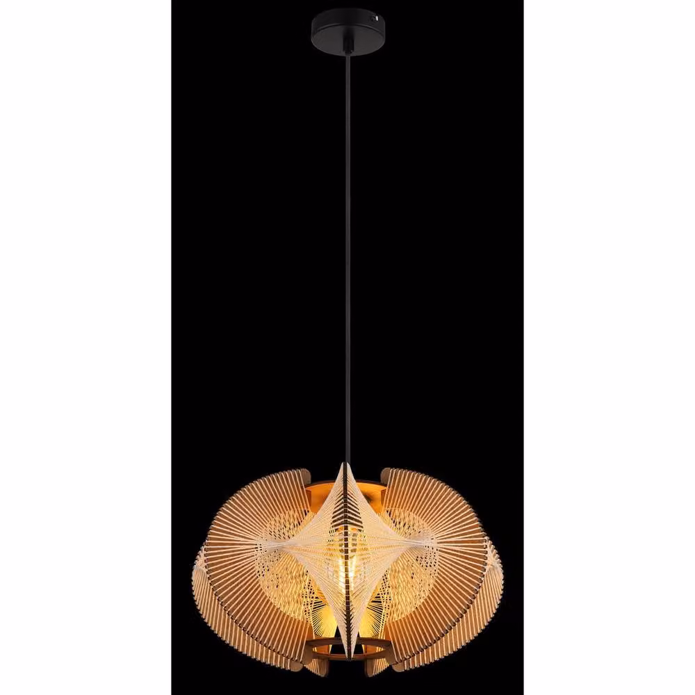 Netlighting Sakura Black and Wood Pendant Lamp, Diameter: 44 cm, Height: 150 cm – 6