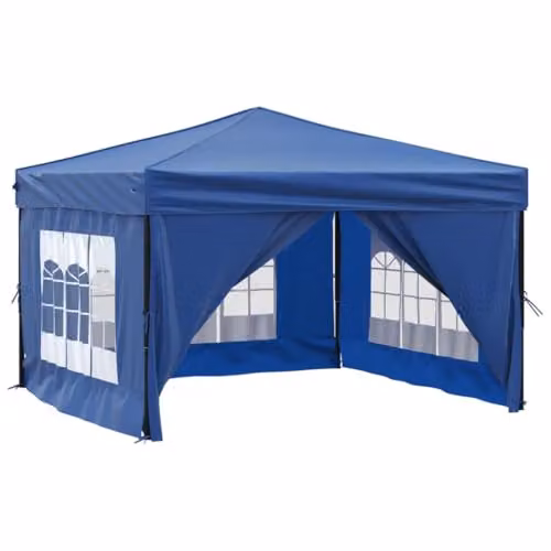 vidaXL Hip Folding Party Tent with Sidewalls, Blue and Silver, W: 300 cm, D: 300 cm, H: 1195 cm – 2