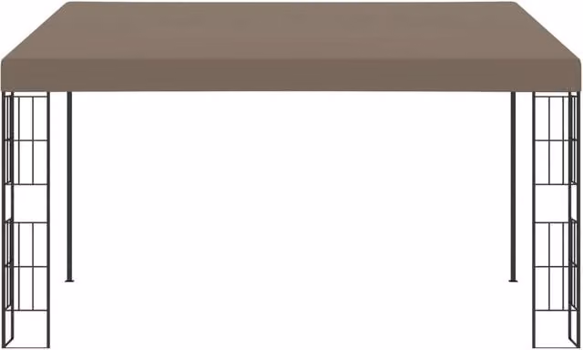 Berkfield Home Wall-mounted Gazebo in Beige Fabric, W: 400 cm, D: 300 cm, H: 262 cm