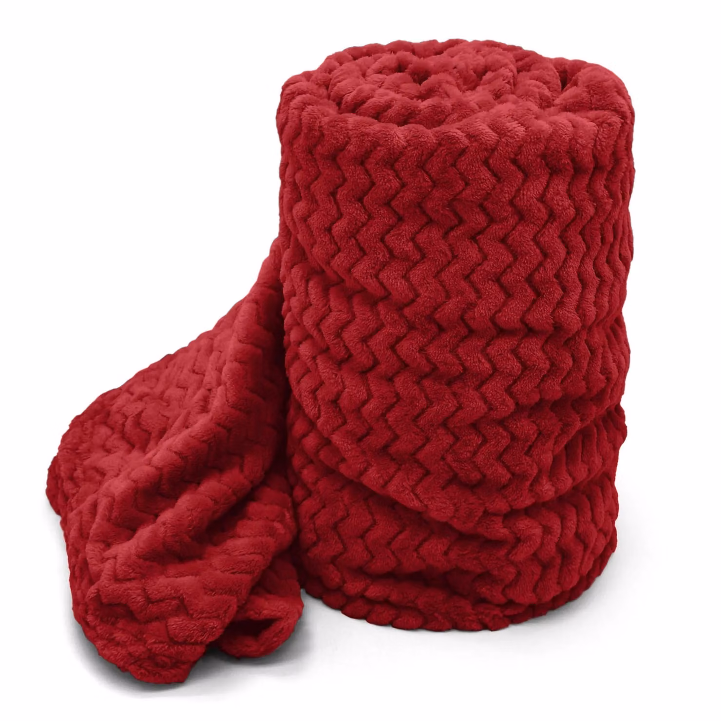 Velosso Super Soft Plush Chevron Throw Blanket in Red, W: 127 cm, D: 152 cm – 2