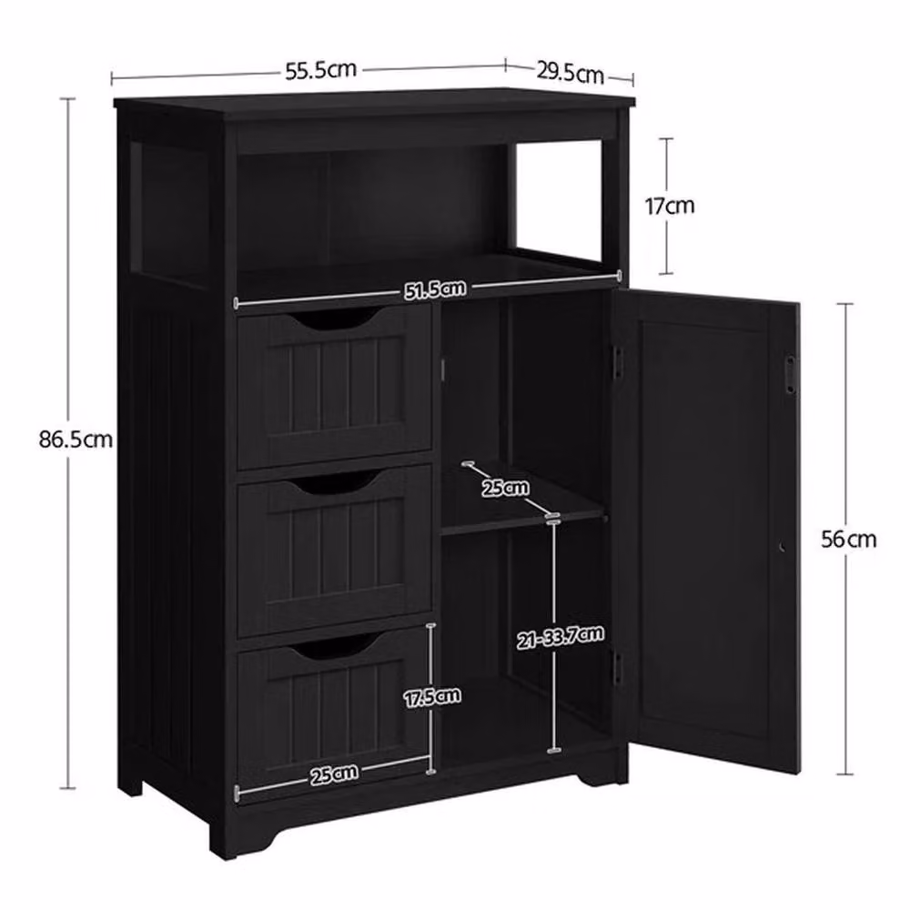 Kelvenix Modern Matt Black Freestanding Bathroom Floor Cabinet, W/D/H: 29.5 x 29.5 x 86.5 cm – 2