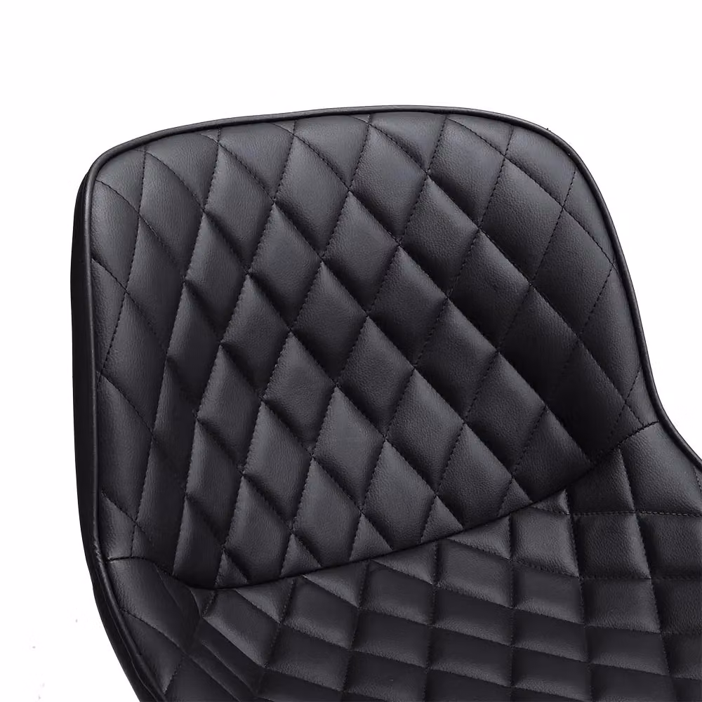 Living and Home Set of 2 Black PU Leather Diamond Lattice Swivel Bar Stools with Height Adjustment and Footrest – 6