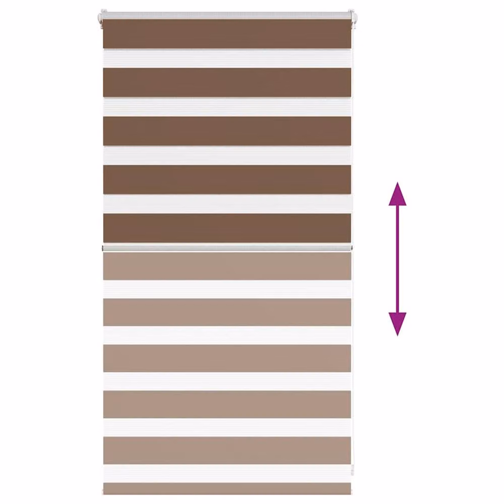 Berkfield Home Brown Polyester Zebra Day and Night Blind, W: 70 cm, H: 100 cm – 3