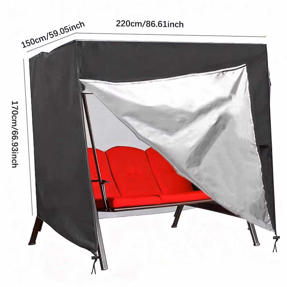 Nordara 600D Oxford Waterproof 3 Seater Garden Swing Cover, Black, W: 220 cm, D: 170 cm – 1