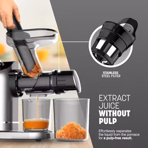 Keplin Slow Masticating Juicer Machine with 7-Stage Auger in Black – 7