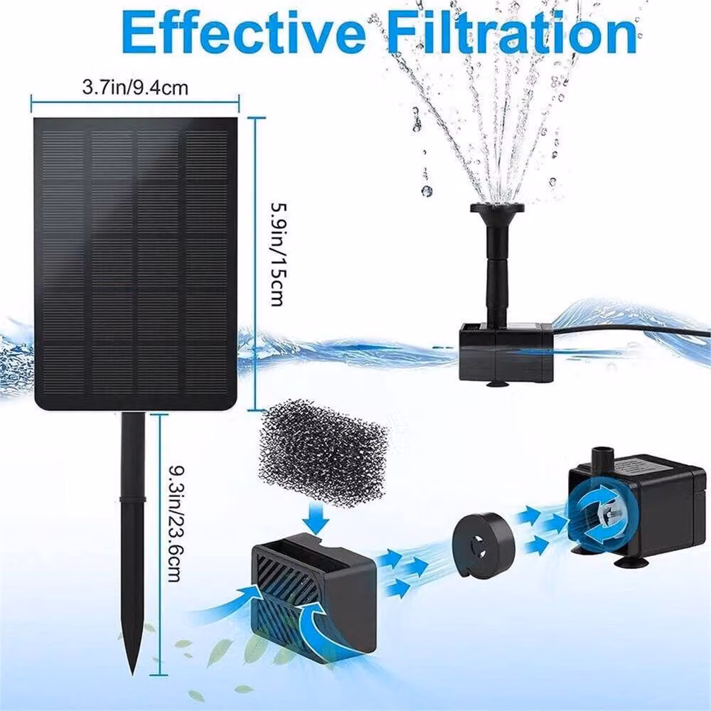 EONLION Solar Powered Submersible Fountain Pump in Black – 2