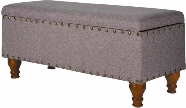 Livinluxury Chelsea Storage Ottoman Bench in Grey Fabric
