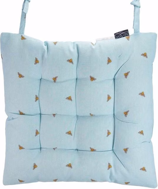 Ascalon Design Ltd Square Bee Print Seat Pad, Blue, W: 40 cm, D: 40 cm