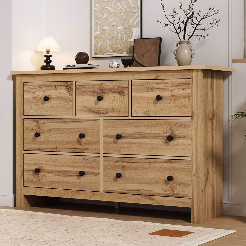 Rolipo Vintage 7 Drawer Wood Sideboard Large Storage Cabinet in Brown – 2