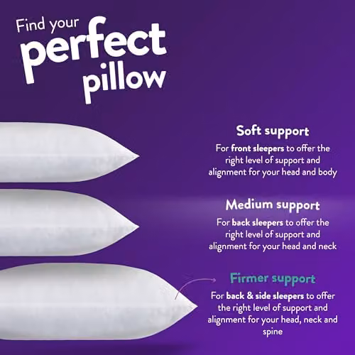 Slumberdown Super Support Firm Pillows, 2 Pack, White – 3