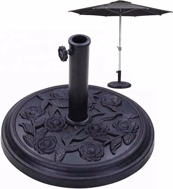 Shatchi Floral Rose Parasol Base in Black Steel