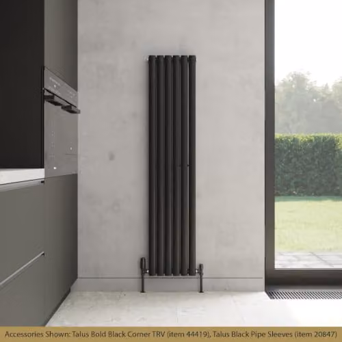 UK Radiators Omeara Black Elliptical Tube Vertical Designer Radiator, H 160 cm x W 34.8 cm, 2180 BTU – 2
