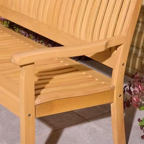 Rowlinsons Farnham 2 Seat Garden Bench in Brown Wood, W124 x D72 x H87 cm – 3