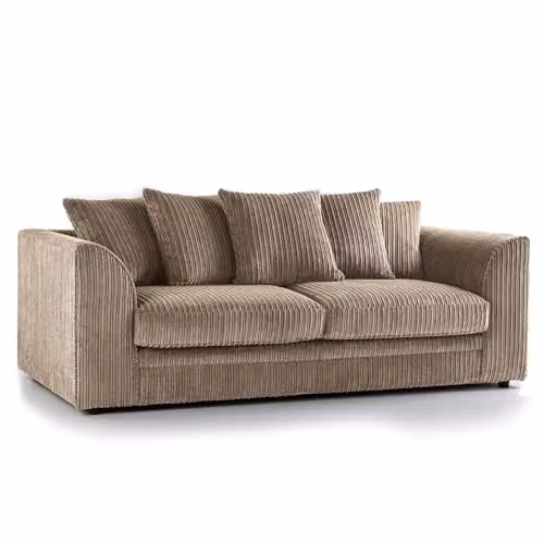 Bliss Furniture Dylan 3-Seater Jumbo Cord Scatter Back Sofa in Black
