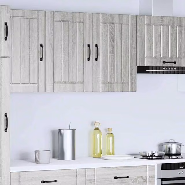 Berkfield Home Lucca Grey Sonoma Wall Mounted Kitchen Cabinet with Hinged Doors and Internal Shelves, W/D/H: 80 x 31 x 60 cm