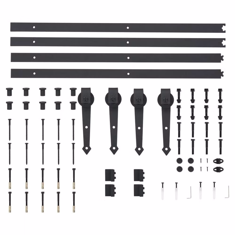 Berkfield Home Sliding Door Hardware Kit in Black Steel, 2 x 183 cm – 5