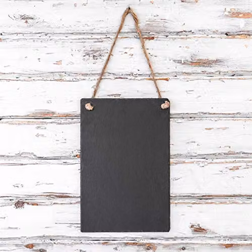 Nicola Spring Pack of 2 Grey Rustic Hanging Slate Chalkboard, W/H: 30 x 20 cm – 3