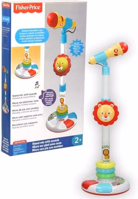 Fisher-Price Musical Microphone and Stand in White and Multicolour