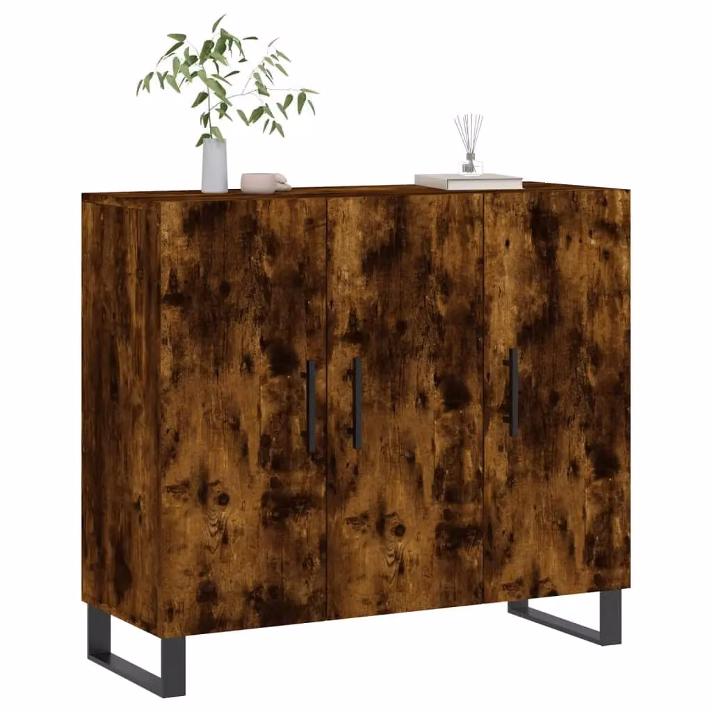 Berkfield Home Smoked Oak Sideboard in Brown, W/D/H: 90 x 34 x 80 cm – 3