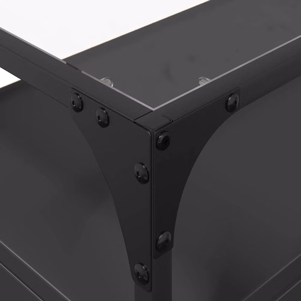 Berkfield Home Black TV Cabinet with Glass Top and Engineered Wood W/D/H: 60 x 35 x 51 cm – 5