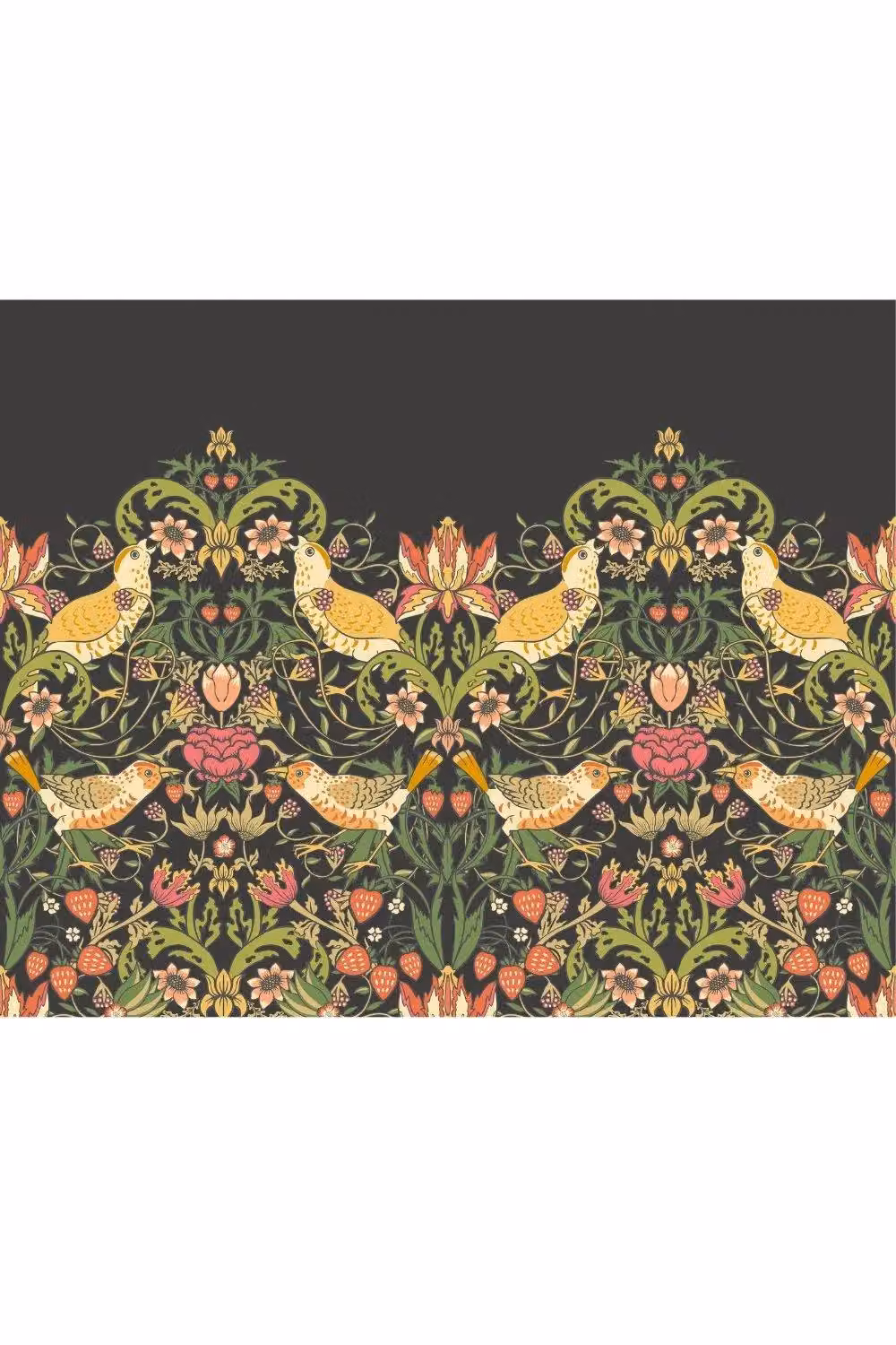 Origin Murals Birds, Fruit and Foliage Floral Wall Mural in Black, Green and Multicolour – 3