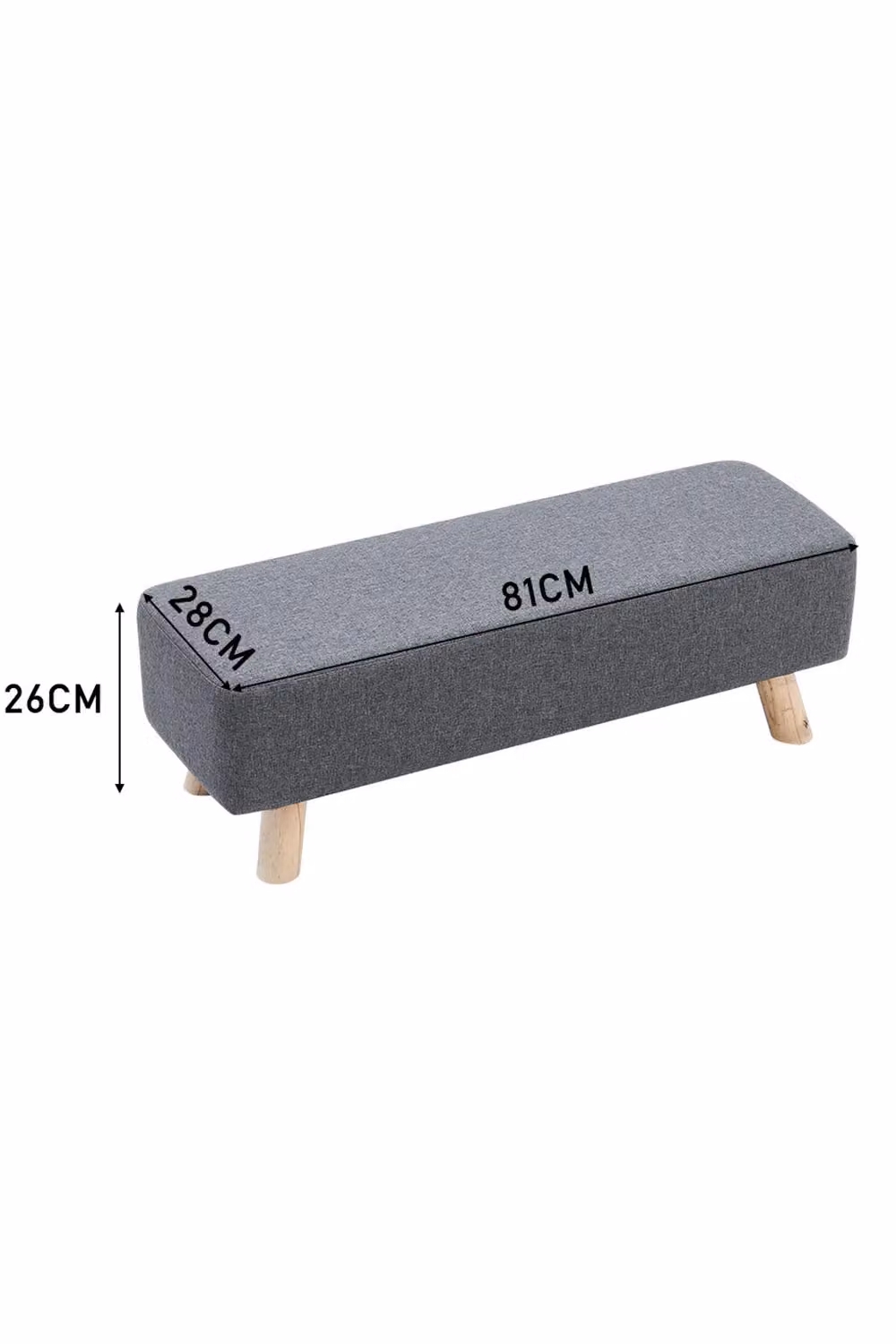 H&O Direct Modern Rectangular Linen Upholstered Footrest with Pine Wood Frame in Grey – 2