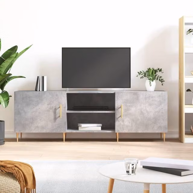 Berkfield Home Modern TV Cabinet in Concrete Grey, W/D/H: 150 x 30 x 50 cm