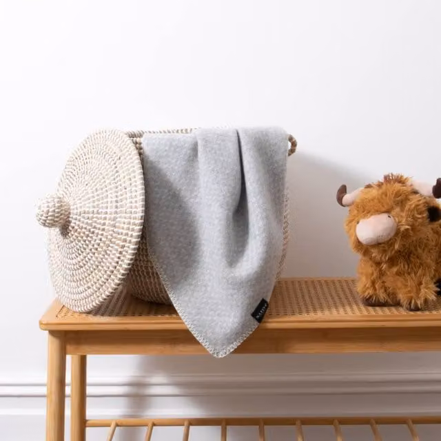Native Natural Grey Woven Wool Baby Blanket – 1