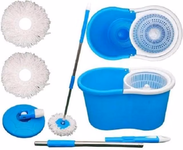 Nordara Blue Floor Magic Spin Mop with Microfibre Spinner and 360 Rotating Wringer