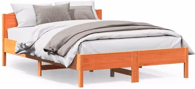 Berkfield Home Solid Wood Pine Bed Frame in Wax Brown, W/D/H: 160 x 200 cm – 1