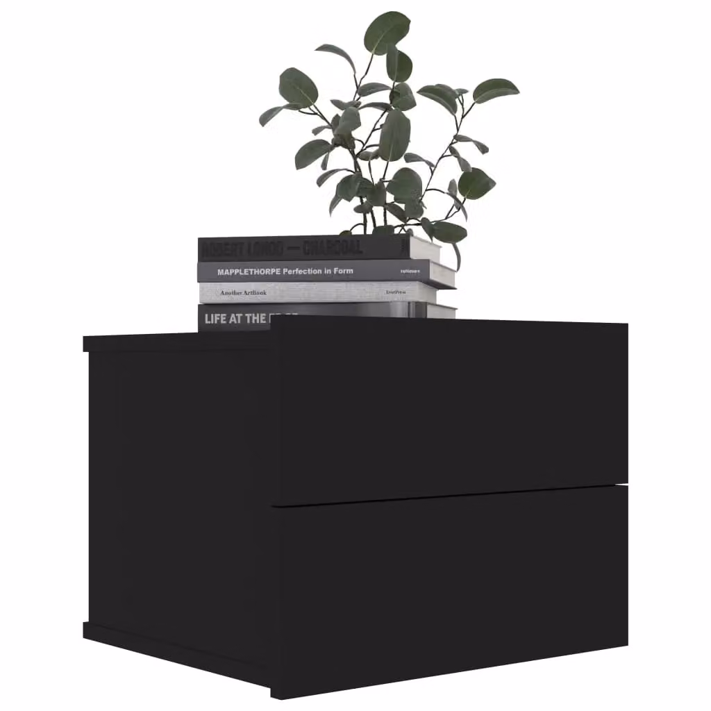 Berkfield Home Black Bedside Cabinet in Engineered Wood W/D/H: 40 x 30 x 30 cm – 3