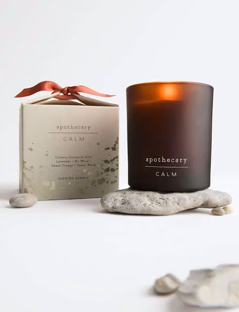 Apothecary Calm Box Candle in Amber and Brown