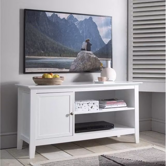 Nöa and Nani Karlstad Modern Glossy Low Sideboard with Storage in White – 1