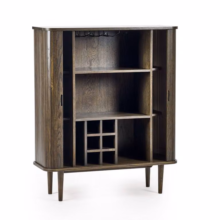 Cheshire Premium Skye Mid-Century Wine Cabinet in Brown