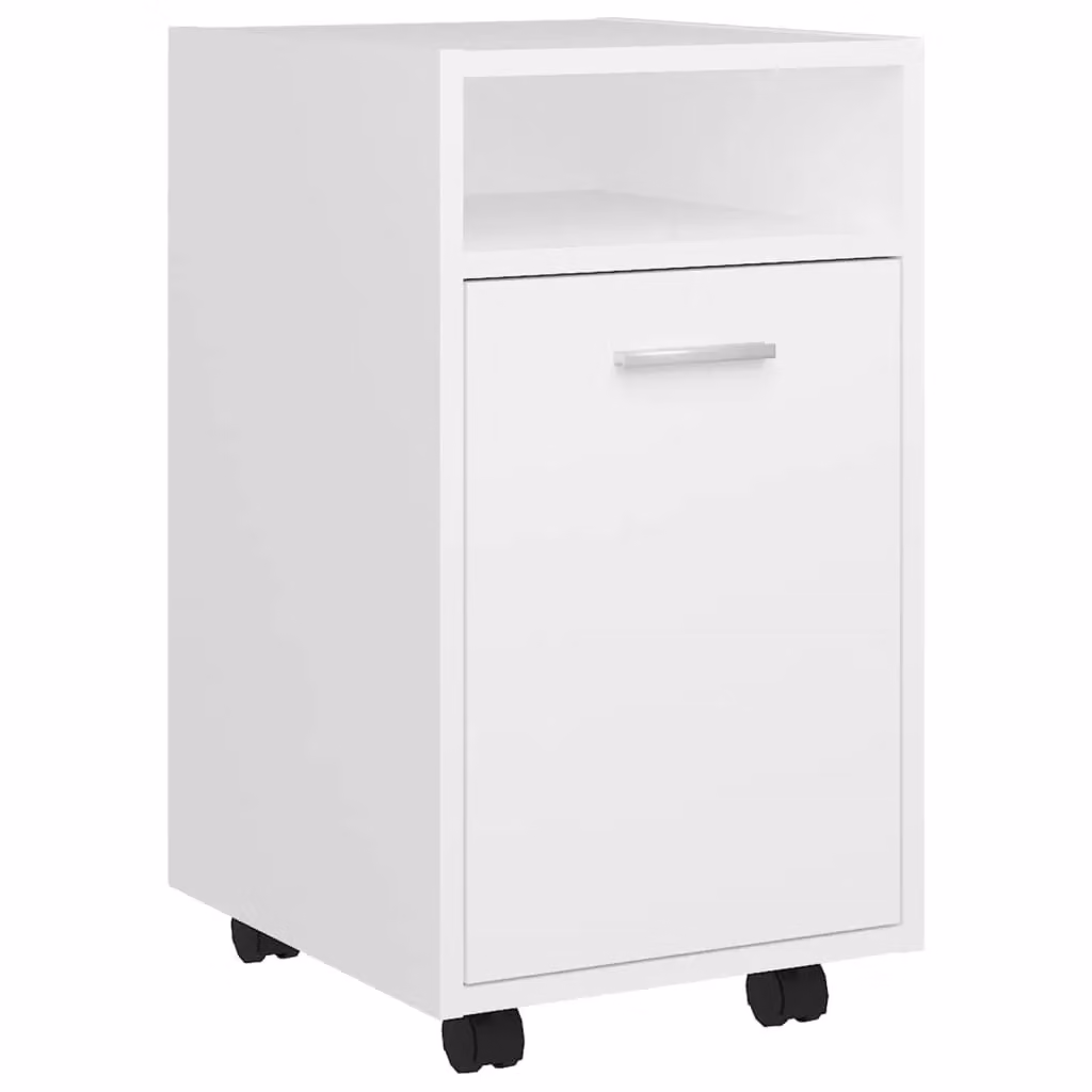 Berkfield Home White Side Cabinet with Wheels and Hinged Doors, W/D/H: 33 x 38 x 60 cm – 2
