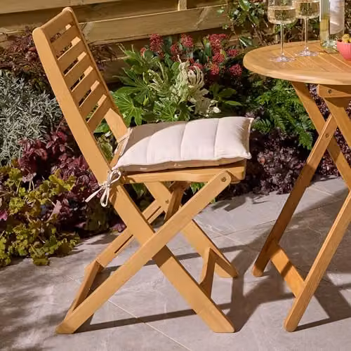 Rowlinsons Ashdown Brown Oiled Hardwood Folding Bistro Set with Round Table and Chairs – 2