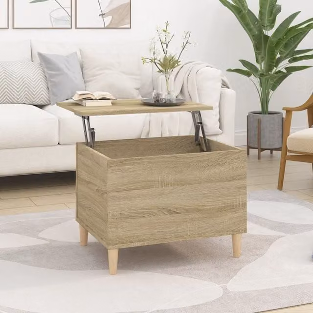 Berkfield Home Sonoma Oak Coffee Table in Brown, W/D/H: 60 x 44.5 x 45 cm