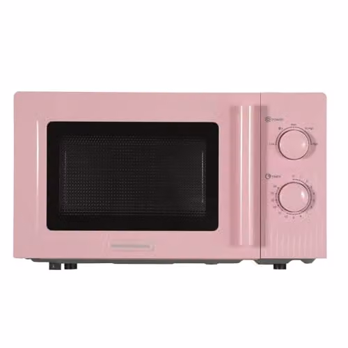 Hamilton Beach 20L Solo Microwave in Flamingo Pink, 800W with Manual Dial Controls and Timer, HBMX20F – 1