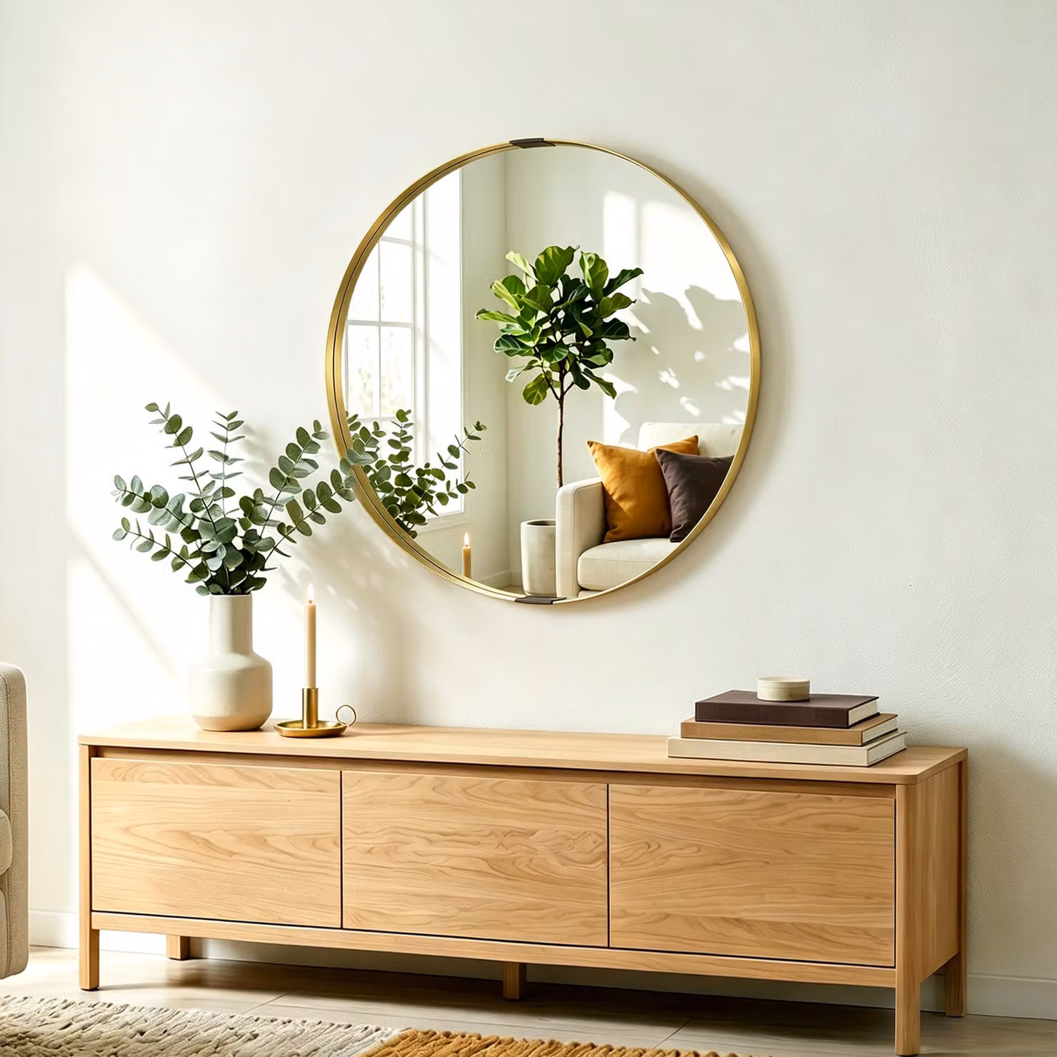 HOMCOM Round Wall Mounted Bathroom Mirror with Tempered Safety Glass and Aluminium Alloy Frame, Gold Tone, Diameter: 61 cm – 3