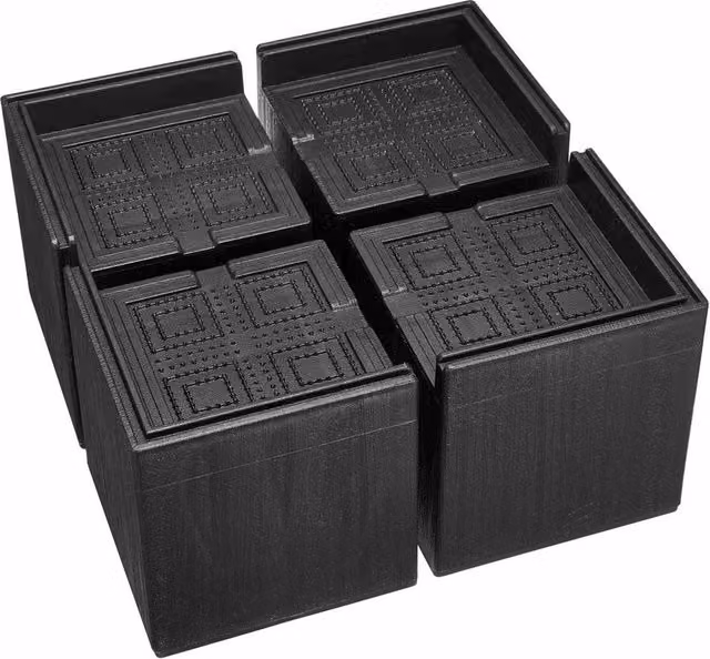 Kelvenix Square L Shape Bed Risers, 4 Piece Set in Black – 1