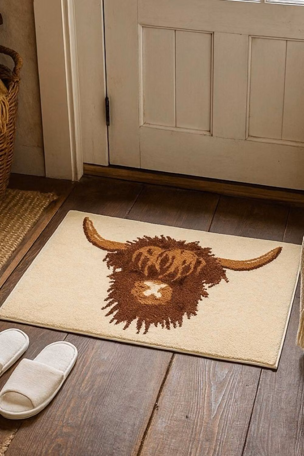 Allure Bath Fashions Highland Cow Microfibre Bath Mat in Beige and Brown, W/D/H: 80 x 50 x 1 cm – 5