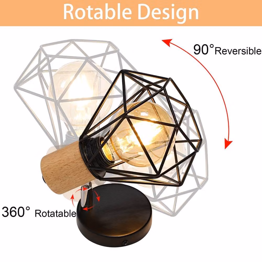 Pheashine Retro Industrial Metal Wall Sconce Pair in Brown and Black with E27 Bulb Holder – 2
