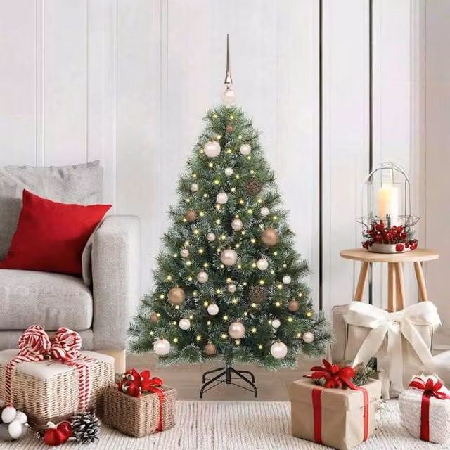 Berkfield Home Artificial Green Christmas Tree with 150 Warm White LEDs, Height: 120 cm
