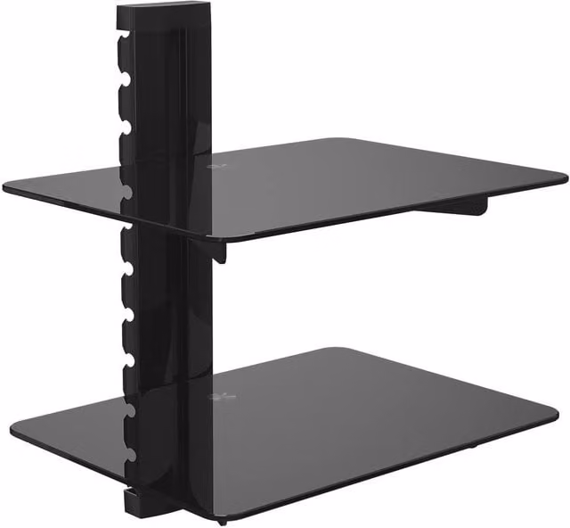 AVF Double Glass AV Shelving in Black