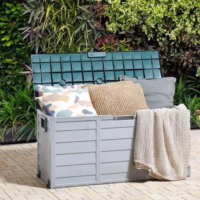 Wyld and Coco Grey Outdoor Storage Box with Castors and Lock