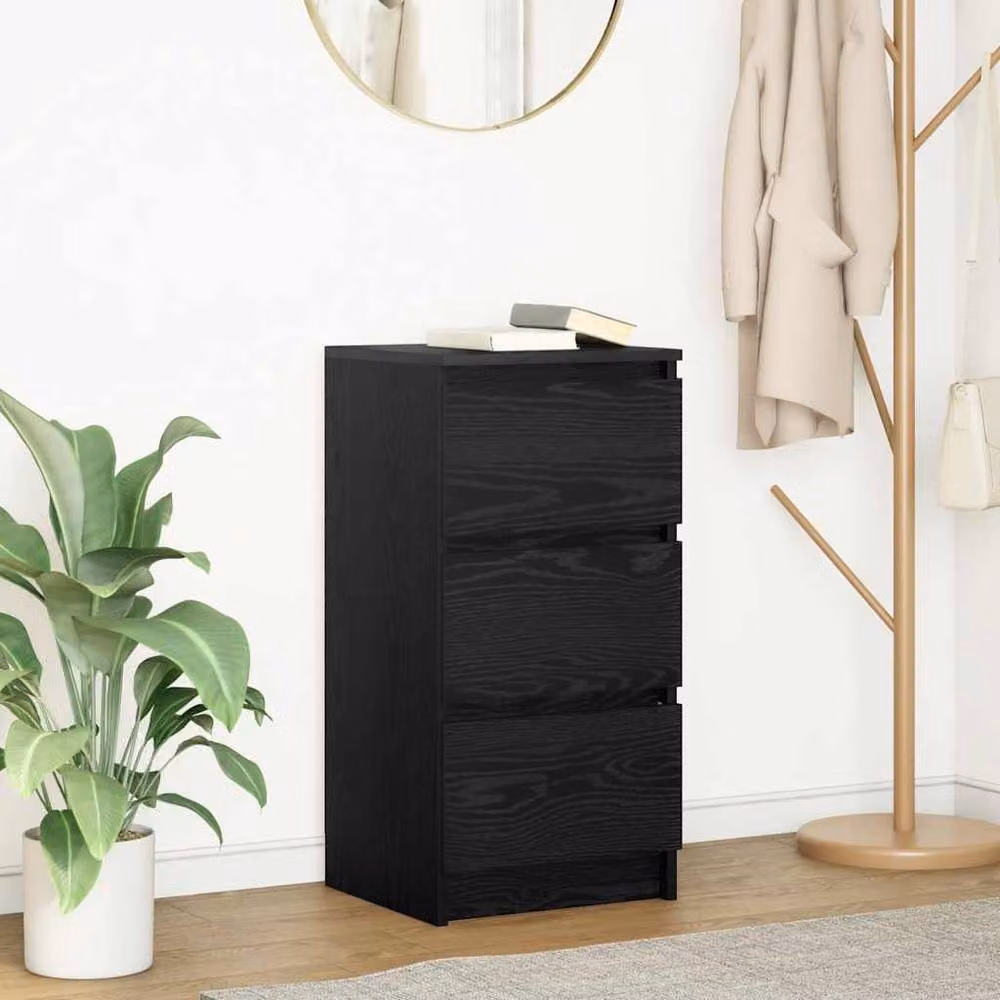 Berkfield Home Modern Black Oak Sideboard, W/D/H: 37.5 x 35.0 x 76.0 cm – 2