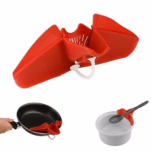 Orsina Red Silicone Heat Resistant Grease Pouring Spout, Dishwasher Safe – 1